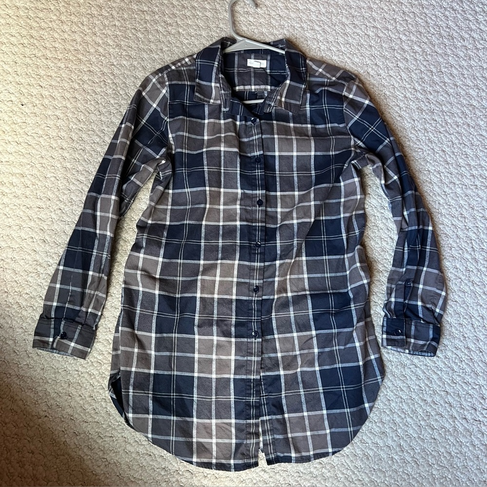 Garnet Hill Black and Gray Plaid Shirt